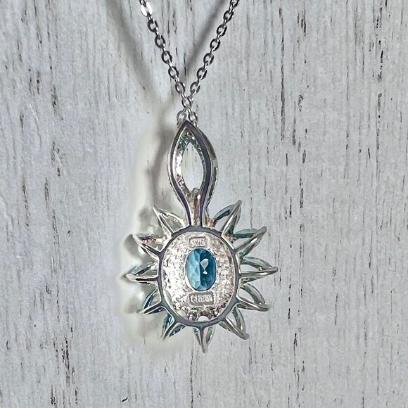 London Blue Topaz in Sterling Silver with Marquise Cut Sky Blue Topaz Stones - Picture 7 of 17